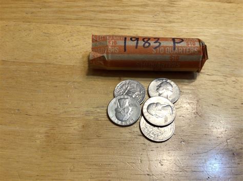 1983 P, 1 Roll Washington Quarters, Circulated, from Bank Rolls, Free ...