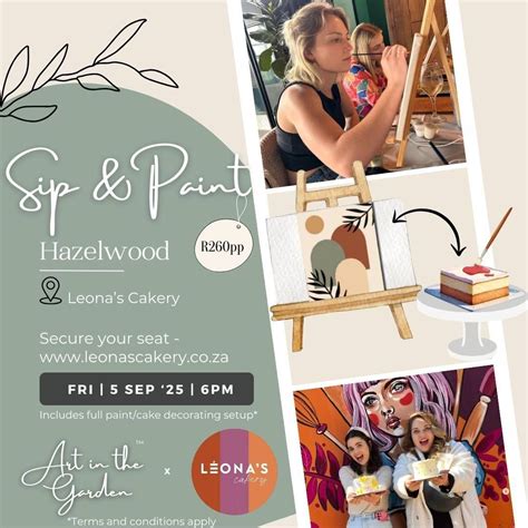 Sip & Paint by Art in the Garden and Leonas Cakery (Botanical Green ...