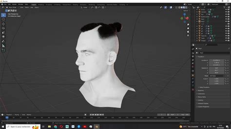 Man Bun -Low Fade Hair Cut 3D Model by khaloui