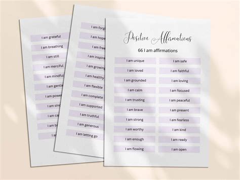 FREE printable pdf list of I AM affirmations.