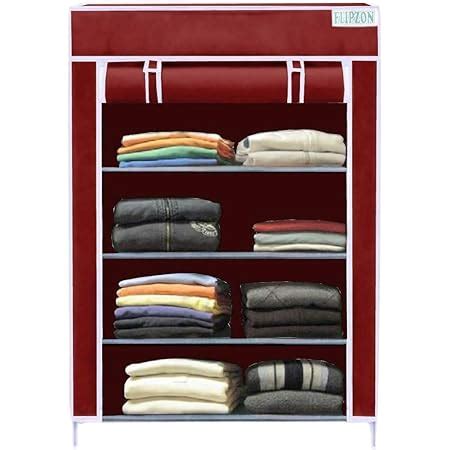 Ebee 6+2 Layer Fancy Collapsible Closet/Cabinet -Maroon : Amazon.in ...