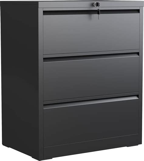 Buy Lateral File Cabinet with Lock，3 Drawers Large Metal Filing Cabinet ...