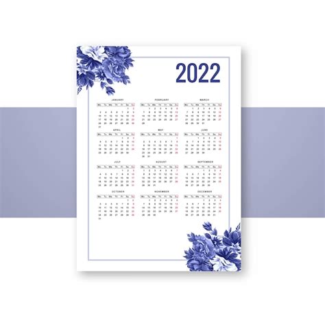Szablon broszury Calendar2022 do projektowania kwiatów | Darmowy Wektor