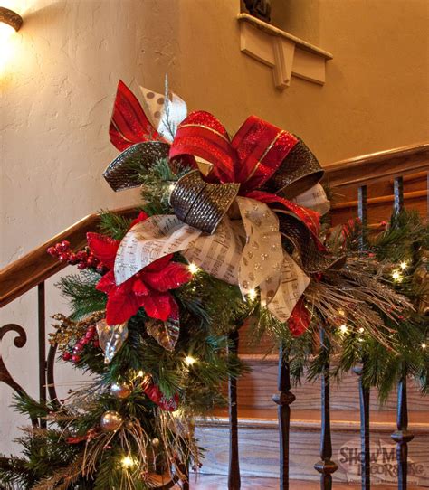Show Me Decorating | Christmas stairs decorations, Banister christmas ...