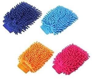 Double Sided Microfibre Cleaning Washing Dusting Hand Mitt Gloves Set ...
