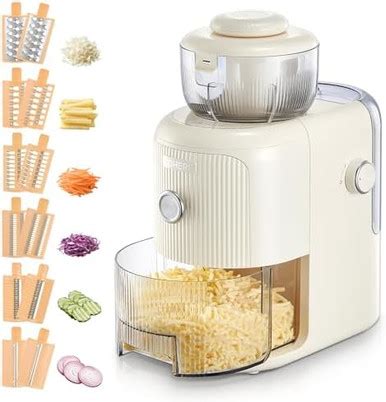 Fohere 6 In 1 Cheese Grater Electric Vegetable Chopper With 1.8L Food ...