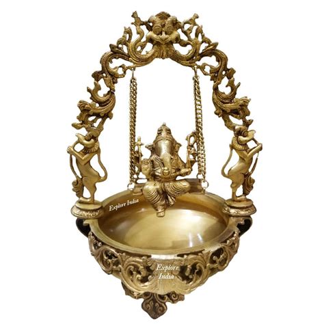 Buy EXPLORE India Brass Urli Bowl with Ganesh Statue|Round Floating ...