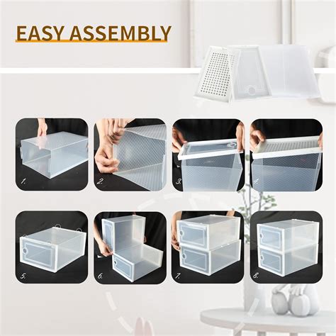 Buy Hrrsaki 15 Pack Foldable Shoe Storage Boxes, Shoe Boxes Clear ...
