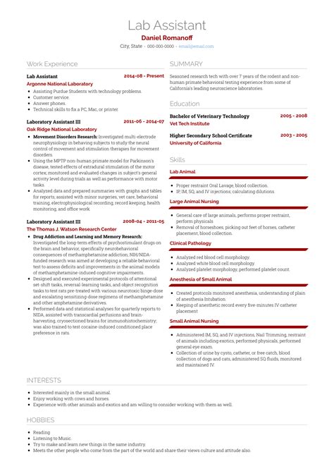 Image result for Lab Assistant Resume Example