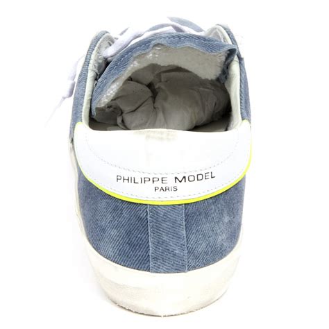 G5766 sneaker uomo PHILIPPE MODEL PRSX LOW blue denim shoe men