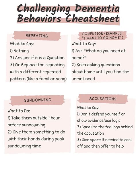 Behaviors Cheat Sheet — Dementia Success Path