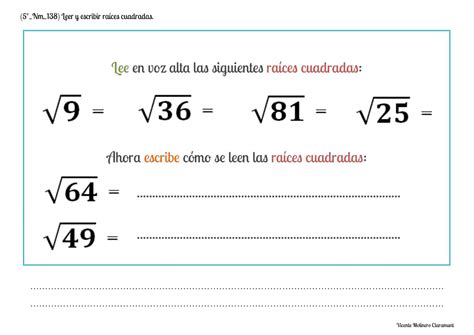 💙 RAÍZ CUADRADA 💙 Quinto Educación Primaria