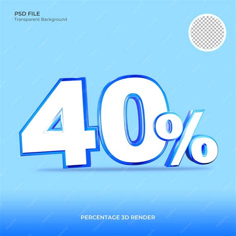 Premium PSD | 40 percentage 3d numbers blue