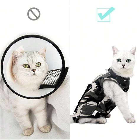 Camo Pet Cat Neutering Recovery Suit With Button, Anti-Lick Nursing ...