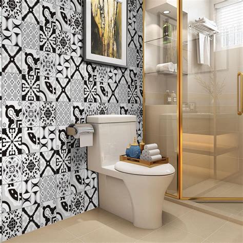Buy 46 Masrin 1Roll Modern Geometry Pattern Self Adhesive Tile Art Wall ...