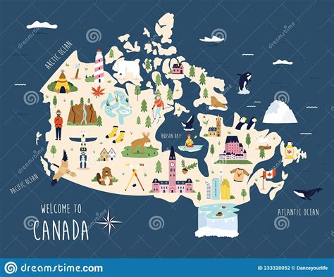 Illustrated Map of Canada: Explore Famous Landmarks and Icons