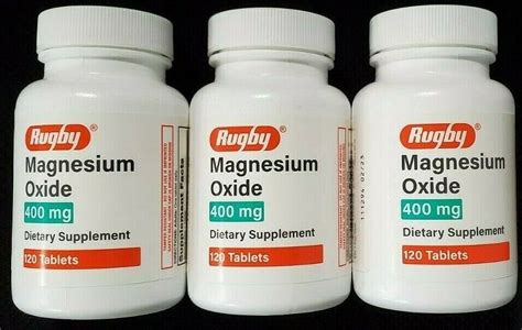 Rugby Magnesium Oxide 400 mg 120 Tablets -3 Pack - Walmart.com