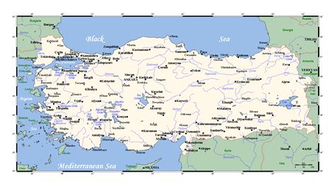 Detailed map of Turkey with major cities | Turkey | Asia | Mapsland | Maps of the World