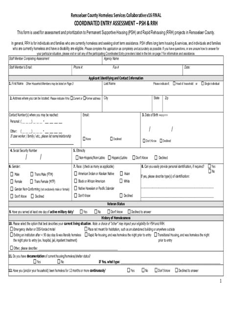 Fillable Online Coordinated Entry Assessment v16 FINAL Fax Email Print ...