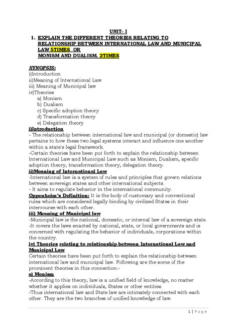 PIL Notes: Theories of International Law and Municipal Law Relations ...