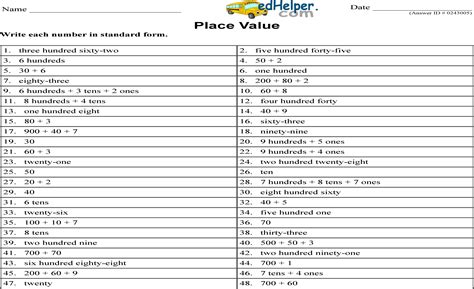 Place Value Practice: Transforming Numbers into Standard Form
