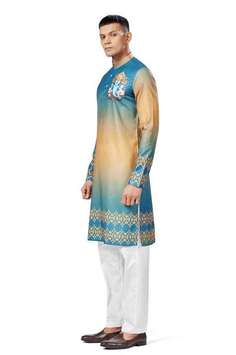 Ajay Arvindbhai Khatri Men's Cotton Printed Ganpati Kurta ...