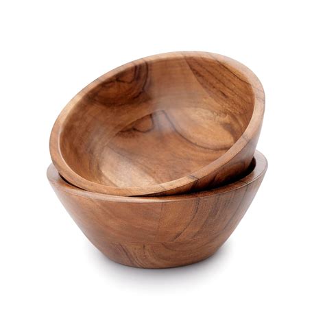 Buy pamy 7-Inch Acacia Wooden Salad Bowls - Set of 2 Bowls for Cereal ...