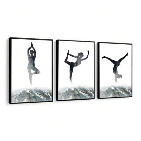 Kit 3 Decorative Frames Yoga Gymnastics Gymnast Exercises Elegant ...