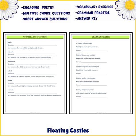 Floating Castles | Poem Grammar Worksheet Printable Activity ...