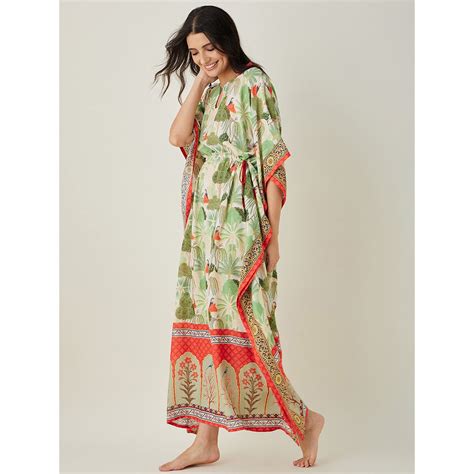 Buy The Kaftan Company Off White Whispering Garden Kaftan Online