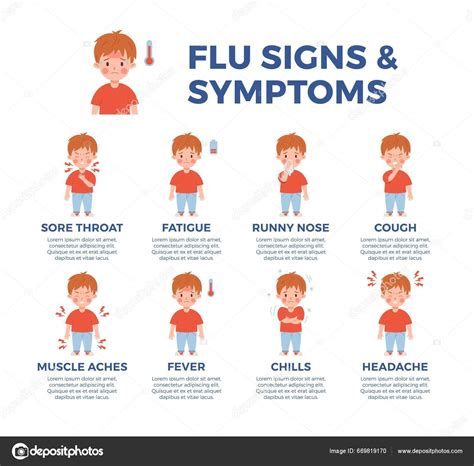 Infographic Flu Signs Symptoms Flat Style Vector Illustration Isolated ...