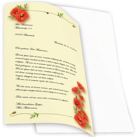 Briefpapier Mohnblumen Blumen & Blüten Blumenmotiv | Paper-Media