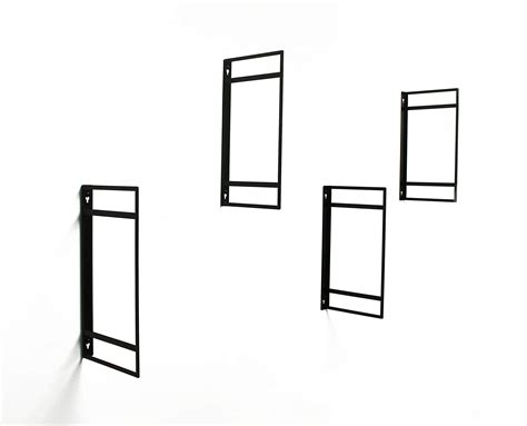 2 Tier Industrial Heavy Duty Black Floating Shelf Brackets/ Metal steel ...