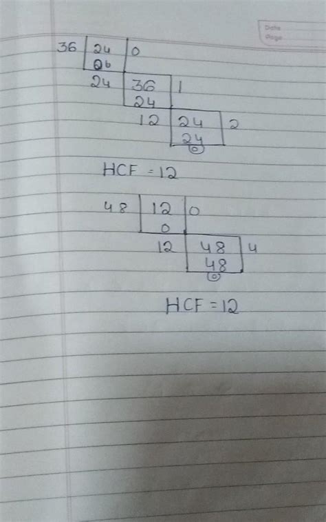 hcf of 24, 36, 48 by division method - Brainly.in