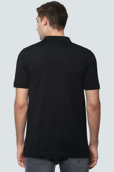 Buy Men Black Solid Polo Neck T-shirt Online - 589593 | Louis Philippe