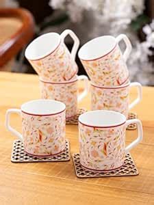 Clay Craft Fine Ceramic Tea/Coffee Cup Set of 6-200 ml Each (Hilton ...