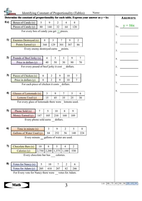 Constant of Proportionality Answer Key 的图像结果