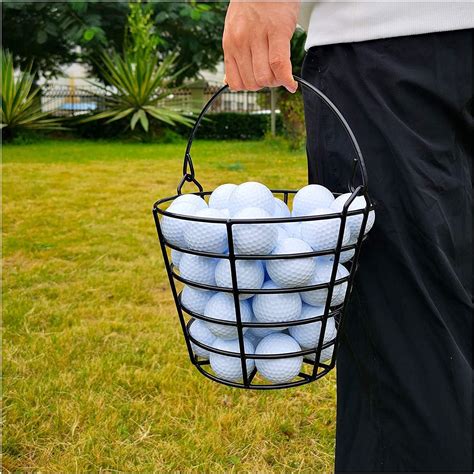 10L0L Metal Golf Ball Basket with Handle, Golf Ball Bucket 2 Pack ...