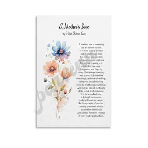 A Mother'S Love Poem By Helen Steiner Rice Poem Posters (1) Canvas ...