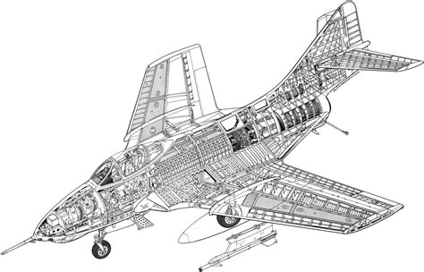 Grumman F-9 Cougar Cutaway Drawing in High quality