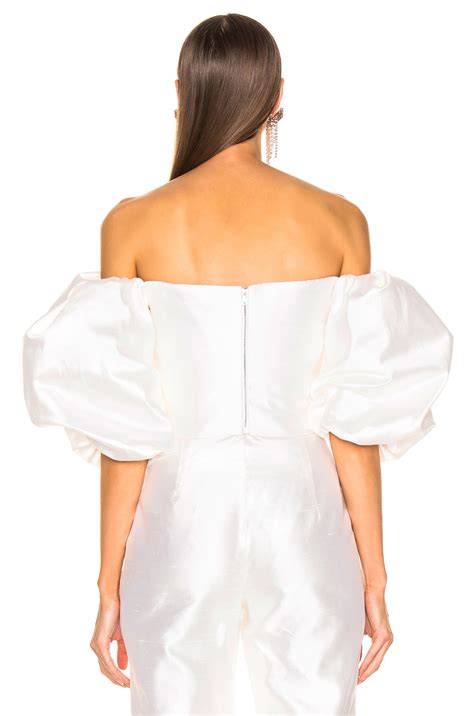 RASARIO Puff Sleeve Wrap Top in White | FWRD