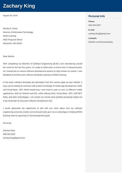 Image result for Software Engineer Cover Letter Examples