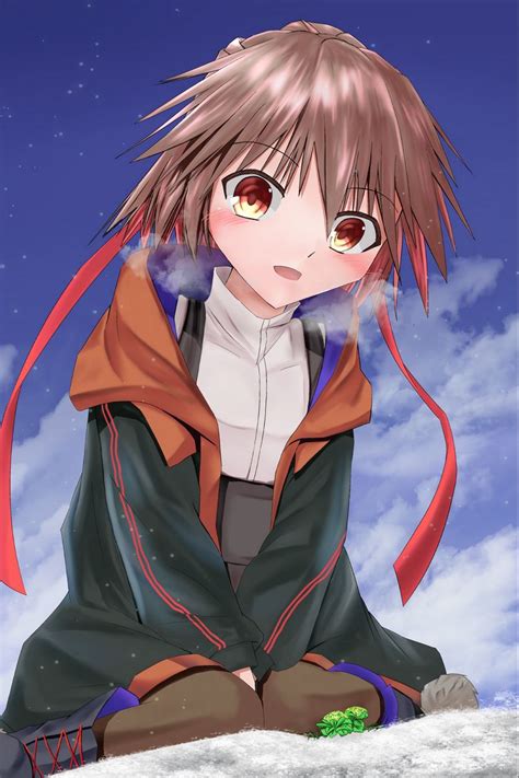 Download wallpaper 800x1200 girl, blush, cold, snow, anime iphone 4s/4 ...