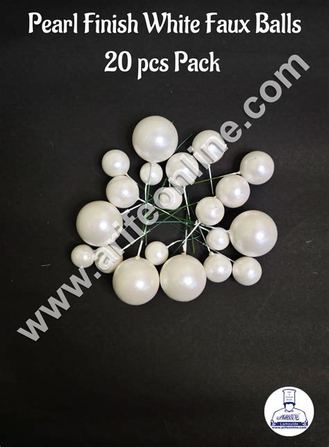 Home CAKE DECOR™ Pearl Finish White Faux Balls Topper For Cake and ...