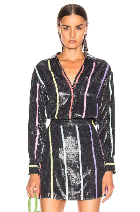 Olivia Rubin Iris Top in Black Thin Stripe | FWRD