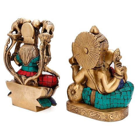 Buy Online Brass Sitting Laxmi Ganesh Idol Murti Showpiece– CraftVatika