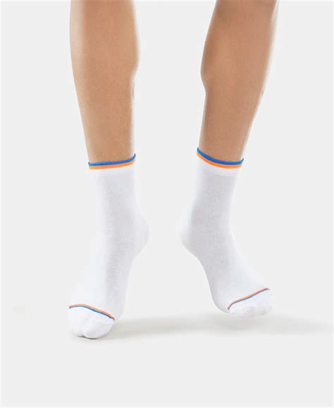 Buy Compact Cotton Ankle Length Socks With StayFresh Treatment - White ...