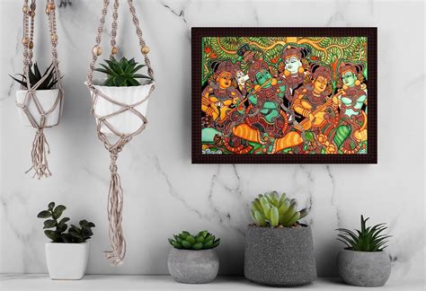 Tamatina Frame Canvas Kerala Mural Art Painting with 2mm Glass (40x30 ...