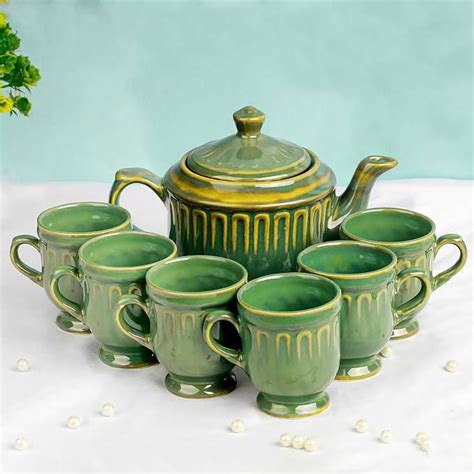 Ceramic Green Studio Pottery Tea Set – The Earth Store