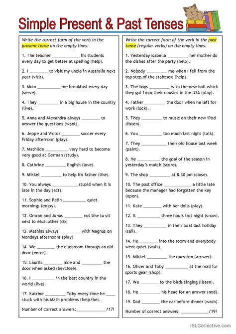 Present past worksheet